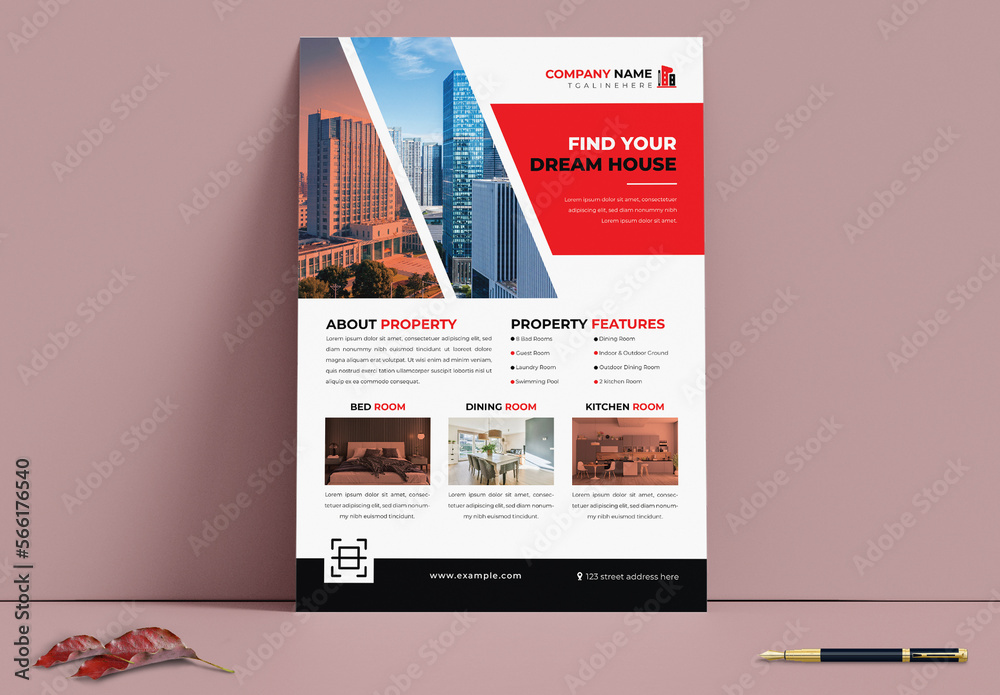 Real Estate Flyer Design Template Layout Stock Template Adobe Stock