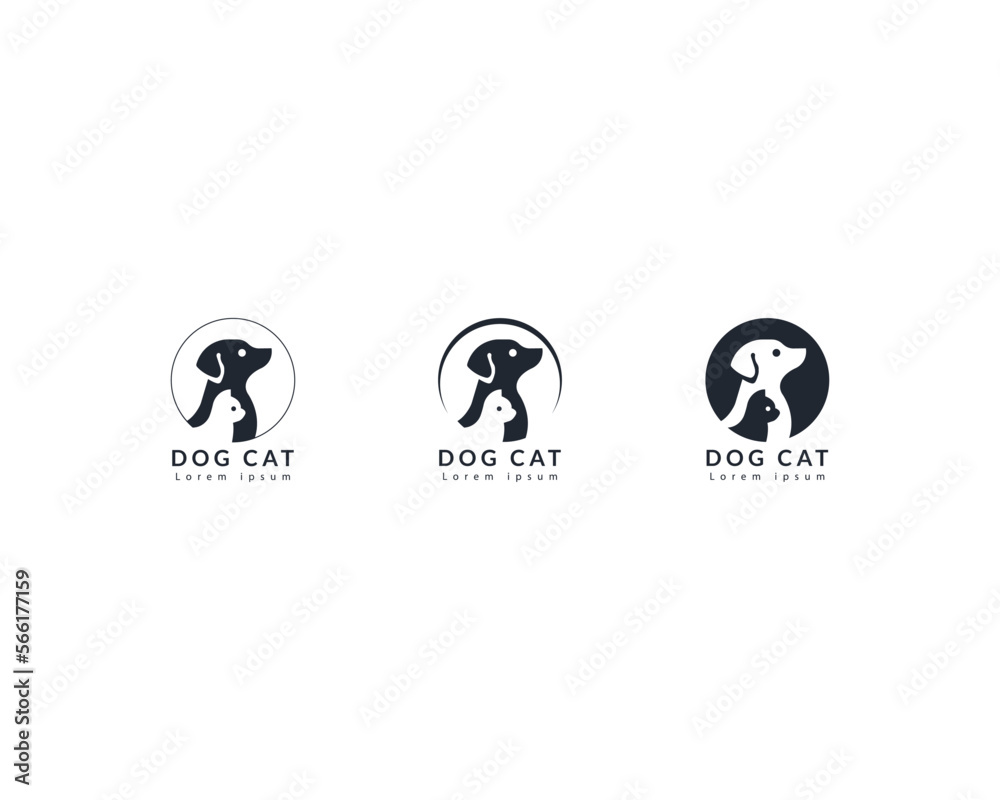 Dog and cat home logo design template, pet love logo design suitable for pet shop, store, cafe, business, hotel, veterinary clinic, Domestic animal vector illustration logotype, sign,symbol vector.