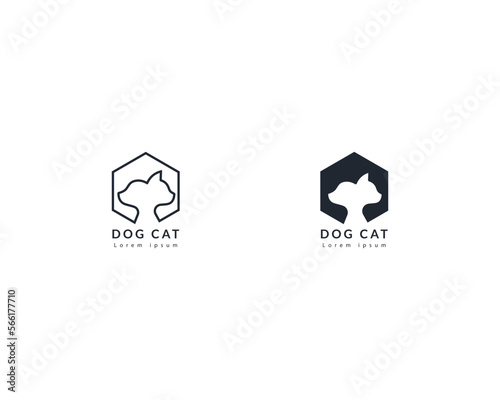 Dog and cat home logo design template, pet love logo design suitable for pet shop, store, cafe, business, hotel, veterinary clinic, Domestic animal vector illustration logotype, sign,symbol vector