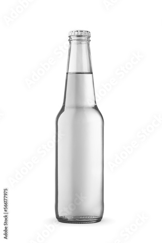 Glass bottle of water isolated on a white.