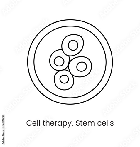 Cell therapy icon line in vector, medical illustration of stem cells.