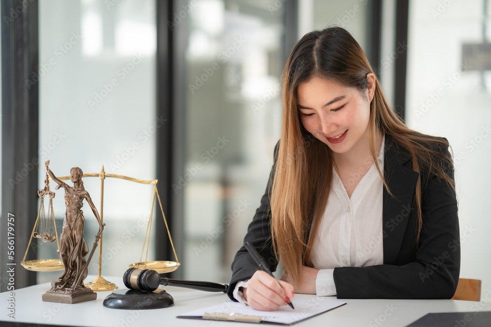 Lawyer businesswoman working and notary signs the documents at the office. consultant lawyer, justice and law, attorney, court judge, concept. Lawyer businesswoman working and notary signs the documents at the office. consultant lawyer, justice and law, attorney, court judge, concept.