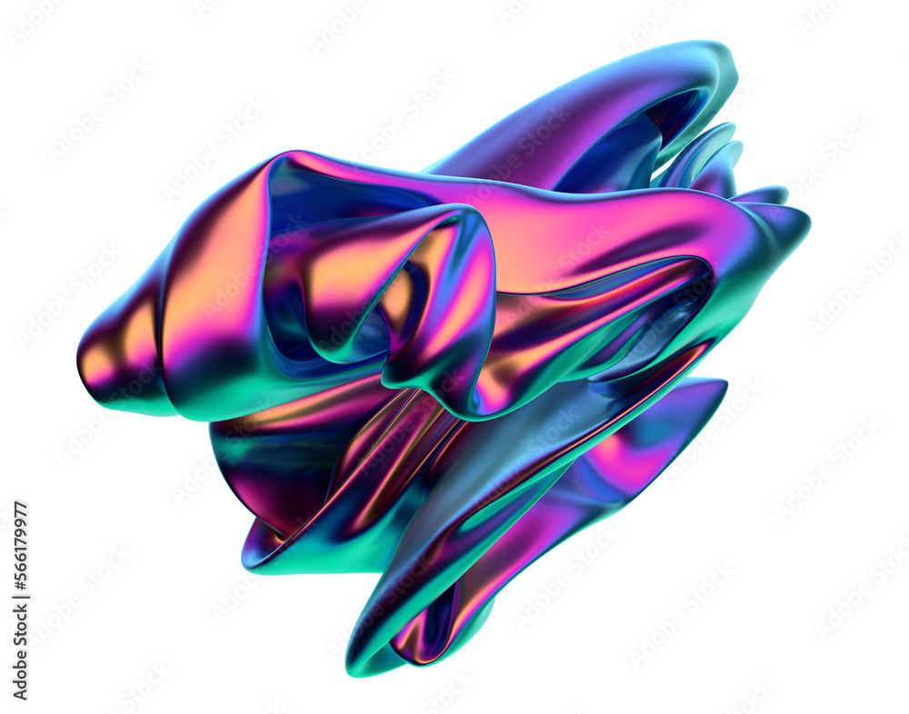 Obraz premium Iridescent shape, 3d render