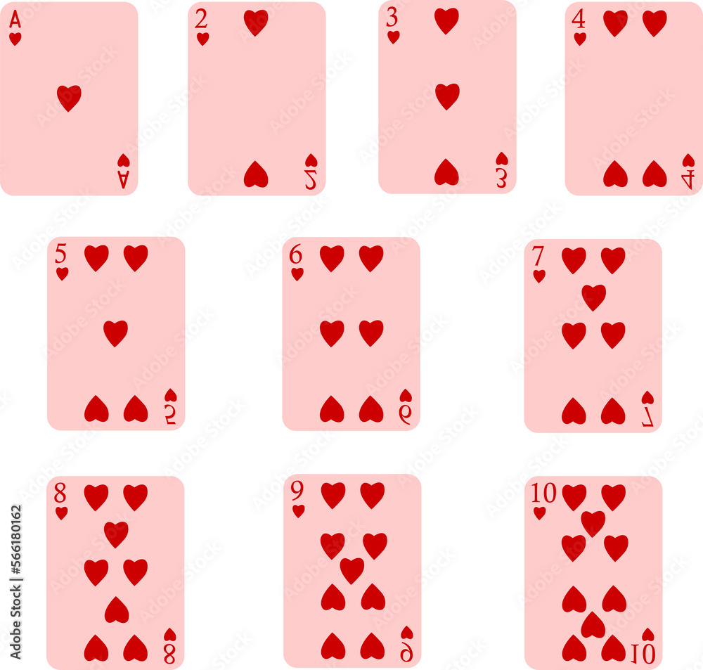 playing cards with hearts, heart card, card game, number cards playing cards with hearts, heart card, card game, number cards
