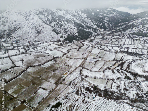 Drone Photo Over The Village in Bozdag During Winter. photo