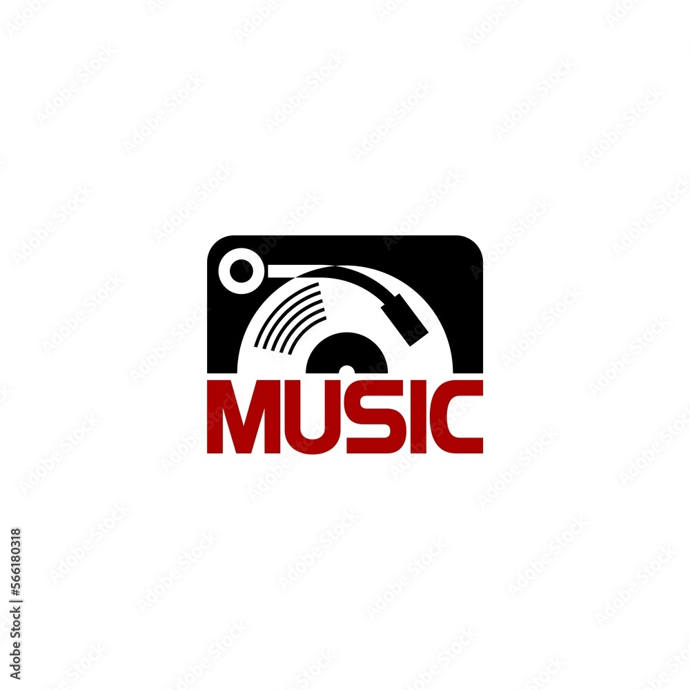 Emblem of vinyl record. Vinyl music record icon isolated on white background Emblem of vinyl record. Vinyl music record icon isolated on white background