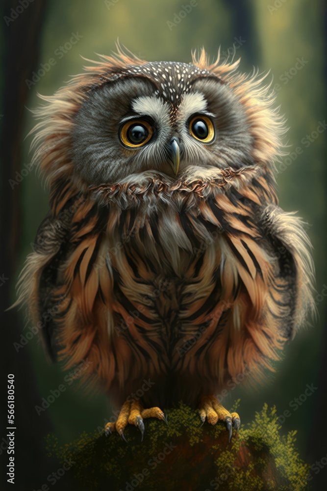 Fototapeta premium Majestic Owl in the forest ,made with Generative AI