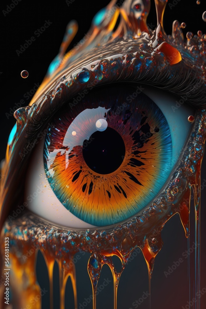 Abstract human eye, beautiful closeup zoom ,made with Generative AI