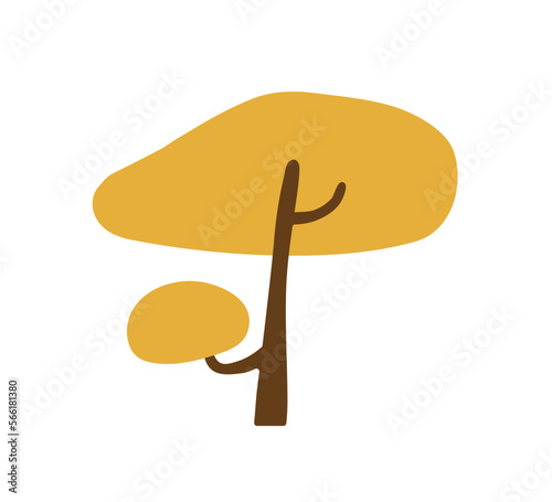 Tree, forest plant with trunk and branch. Modern abstract botanical deciduous...