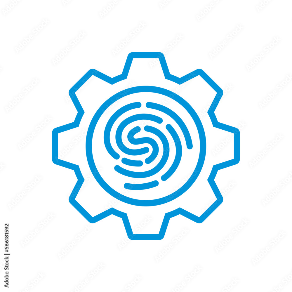 Finger Print and cogwheel icon. Can be used in web and mobile. simple icon illustration Finger Print and cogwheel icon. Can be used in web and mobile. simple icon illustration