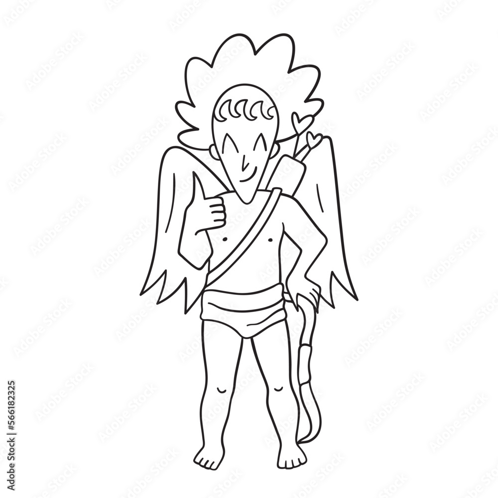 Isolated thin line illustration of Cupid. Thin line love hand drawn icon for Valentine's day. Isolated thin line illustration of Cupid. Thin line love hand drawn icon for Valentine's day.