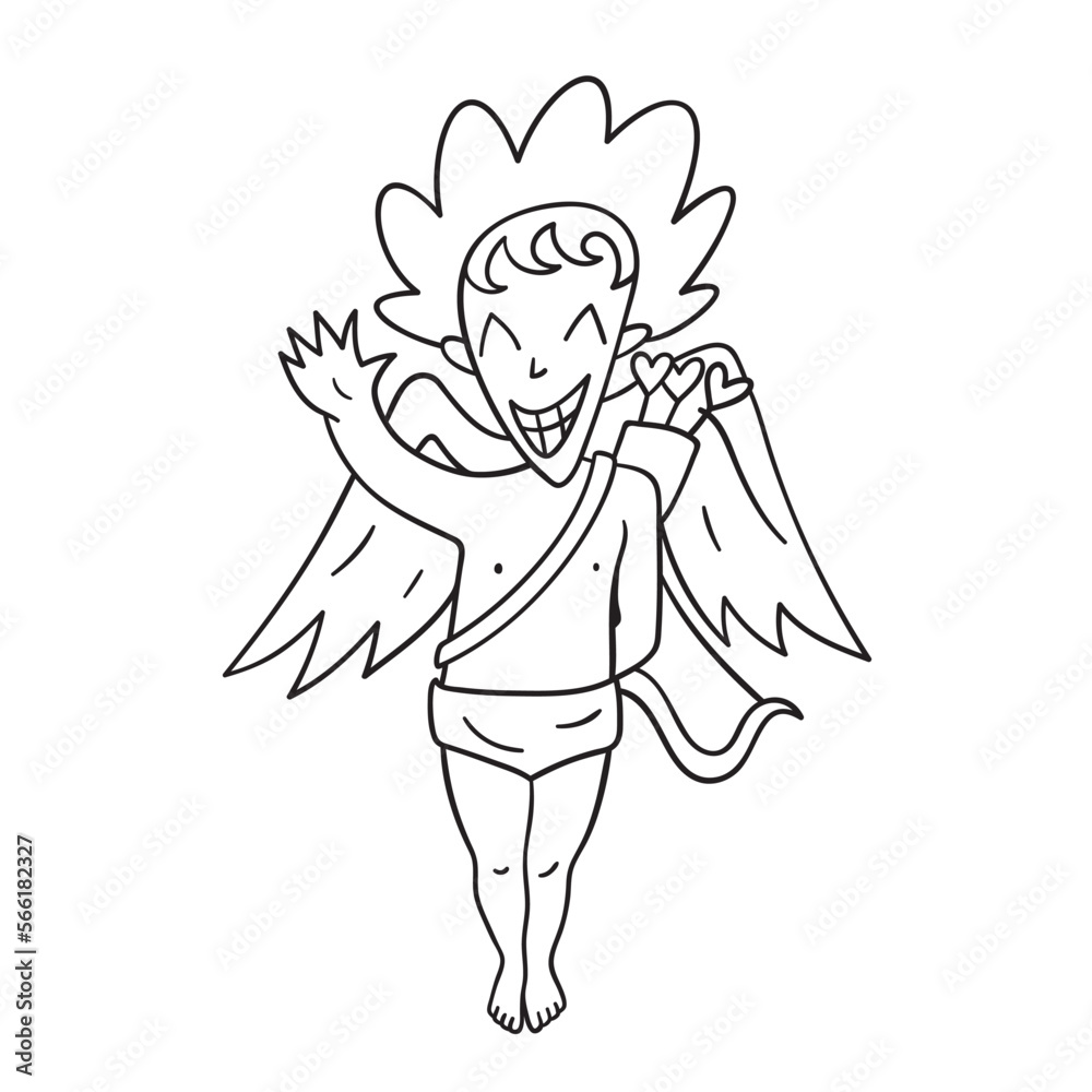 Isolated thin line illustration of Cupid. Thin line love hand drawn icon for Valentine's day. Isolated thin line illustration of Cupid. Thin line love hand drawn icon for Valentine's day.