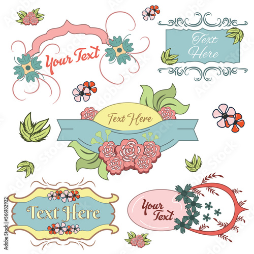set of floral elements vector art design