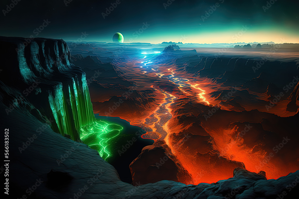 Fantastic extraterrestrial beautiful canyon landscape. 
