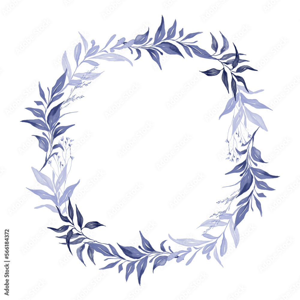 Navy blue watercolor floal wreath Navy blue watercolor floal wreath