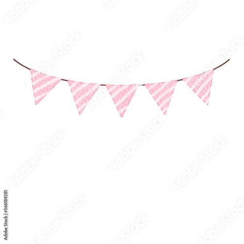 Watercolor pink pennants Party flag.	
