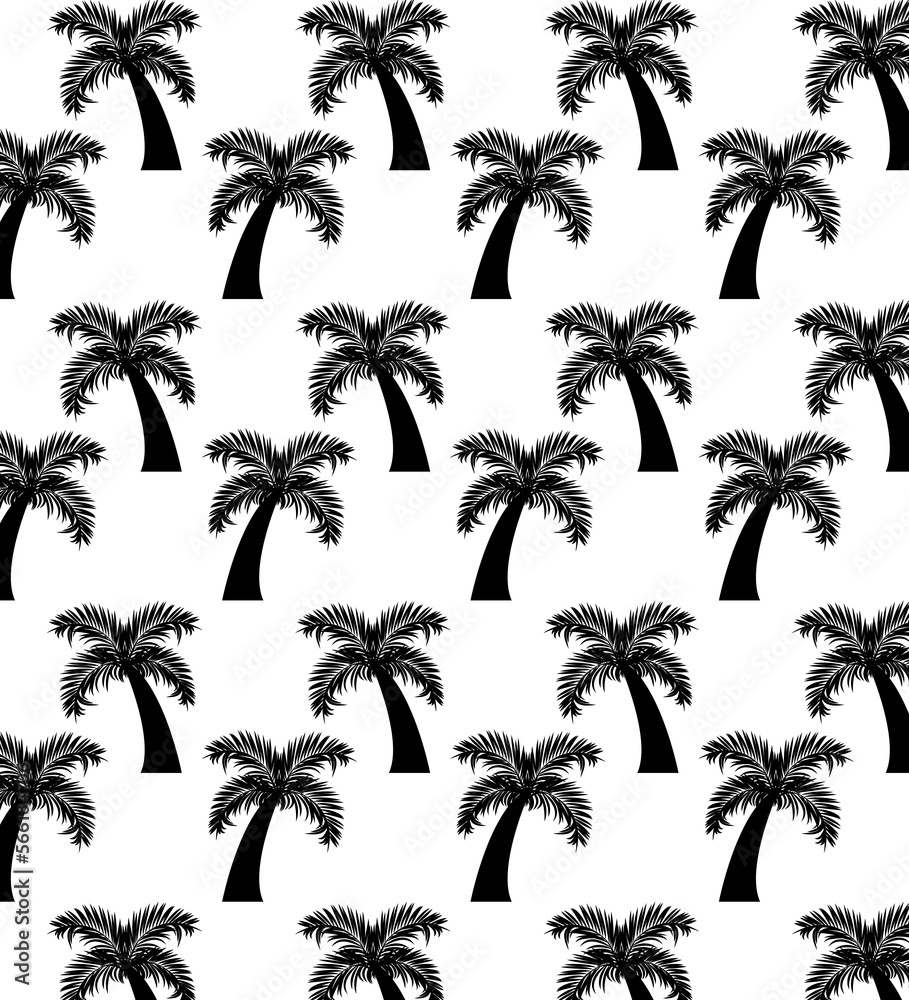 black palm trees isolated on white background