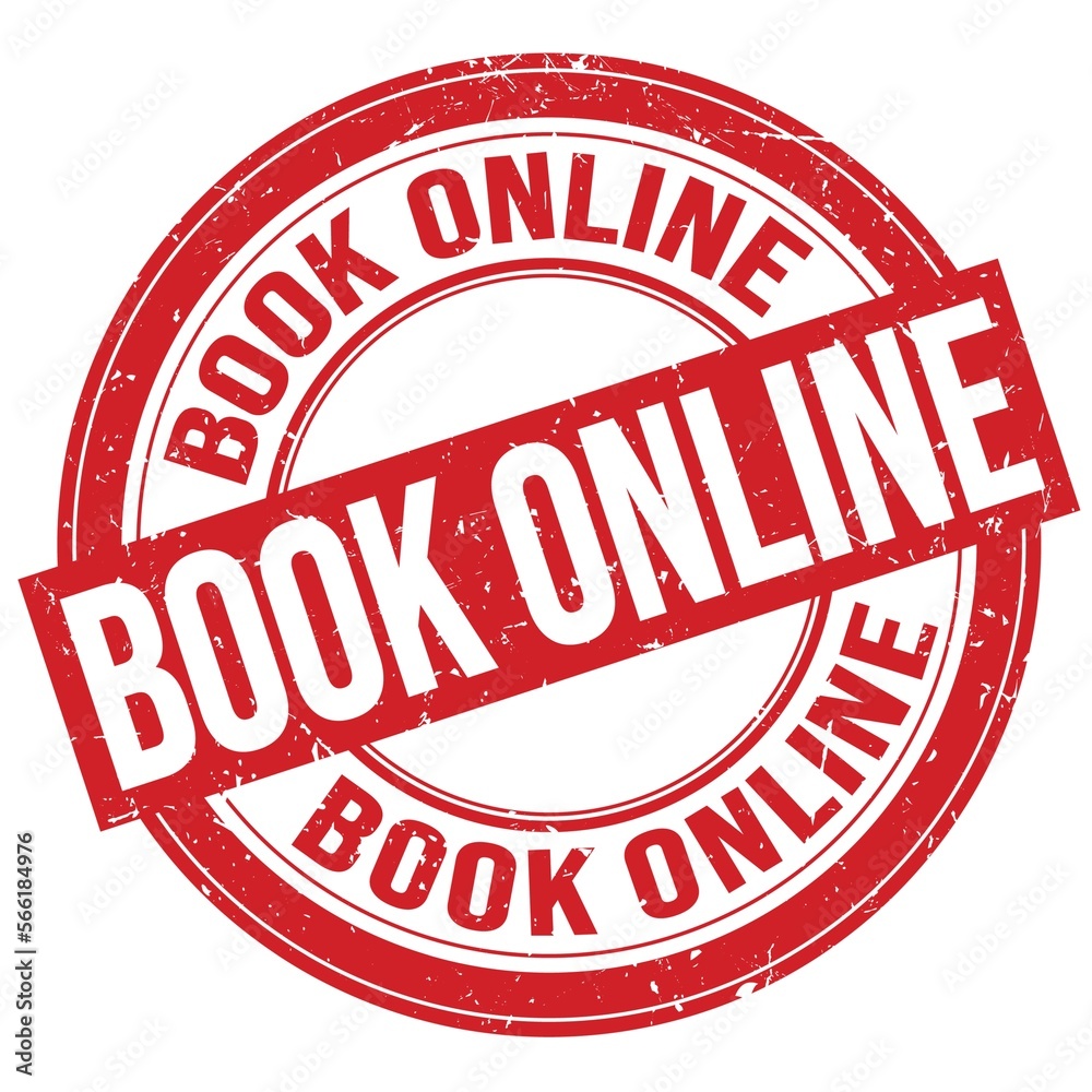 BOOK ONLINE text written on red round stamp sign BOOK ONLINE text written on red round stamp sign