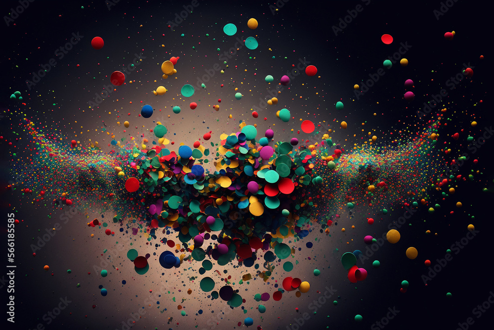 Colorful confetti falling randomly. Generative AI.