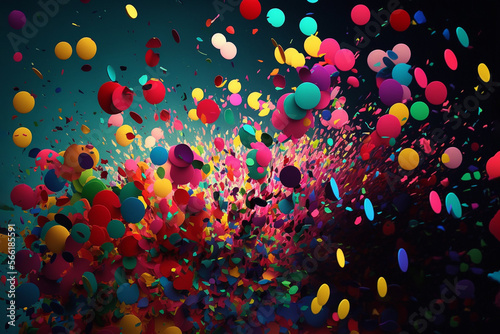 Colorful confetti falling randomly. Generative AI. © erika8213