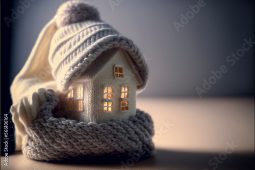 Little cosy insulated home with a hat and a scarf