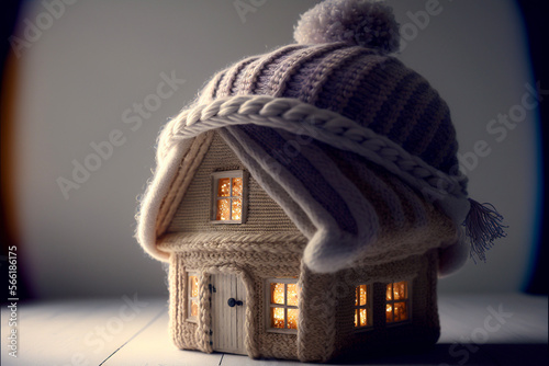 Little cosy insulated home with a hat and a scarf