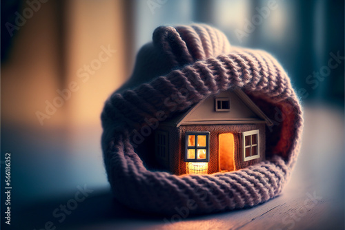 Little cosy insulated home with a hat and a scarf