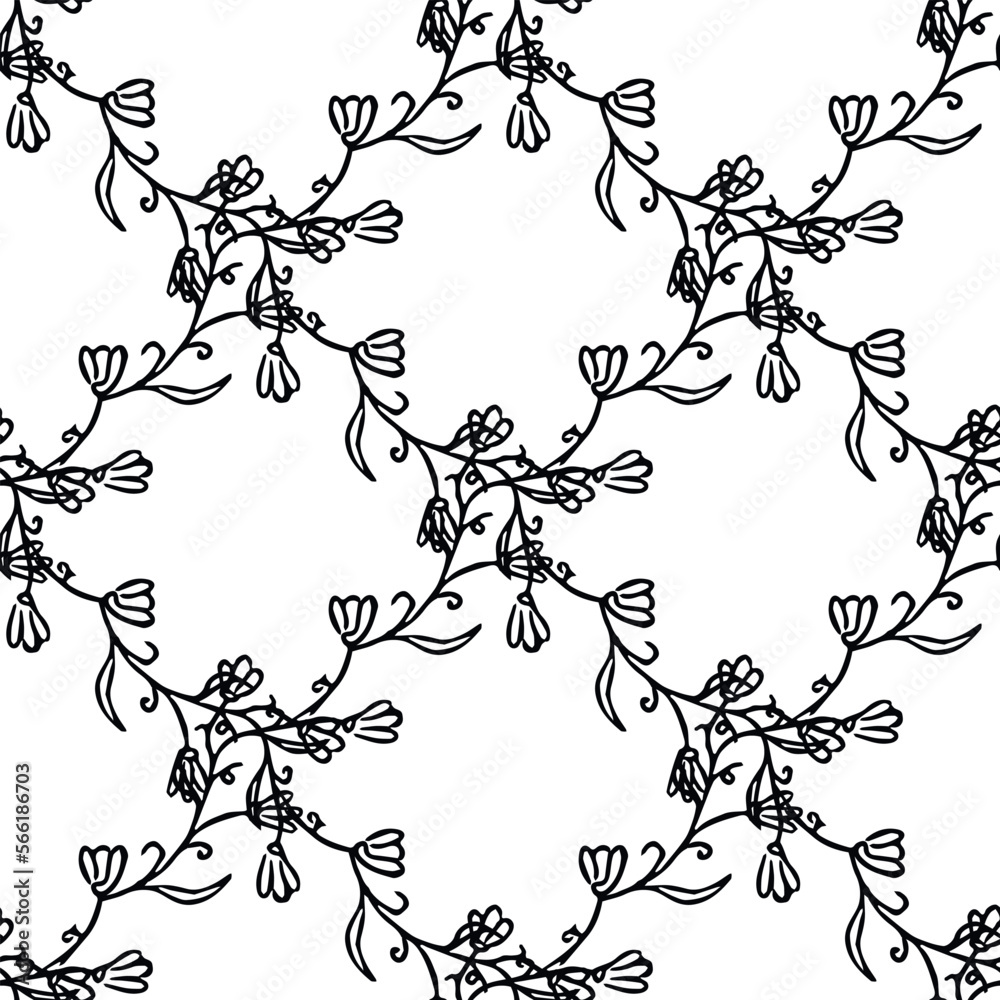Fototapeta premium Seamless floral pattern. Doodle background with flowers. Spring pattern