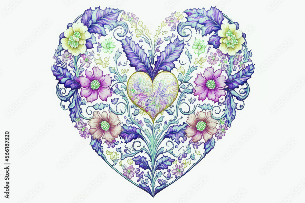 Creative romantic flat lay concept of fresh Spring flowers in the shape of a love heart. Valentine's day floral design elements for postcard Creative romantic flat lay concept of fresh Spring flowers in the shape of a love heart. Valentine's day floral design elements for postcard