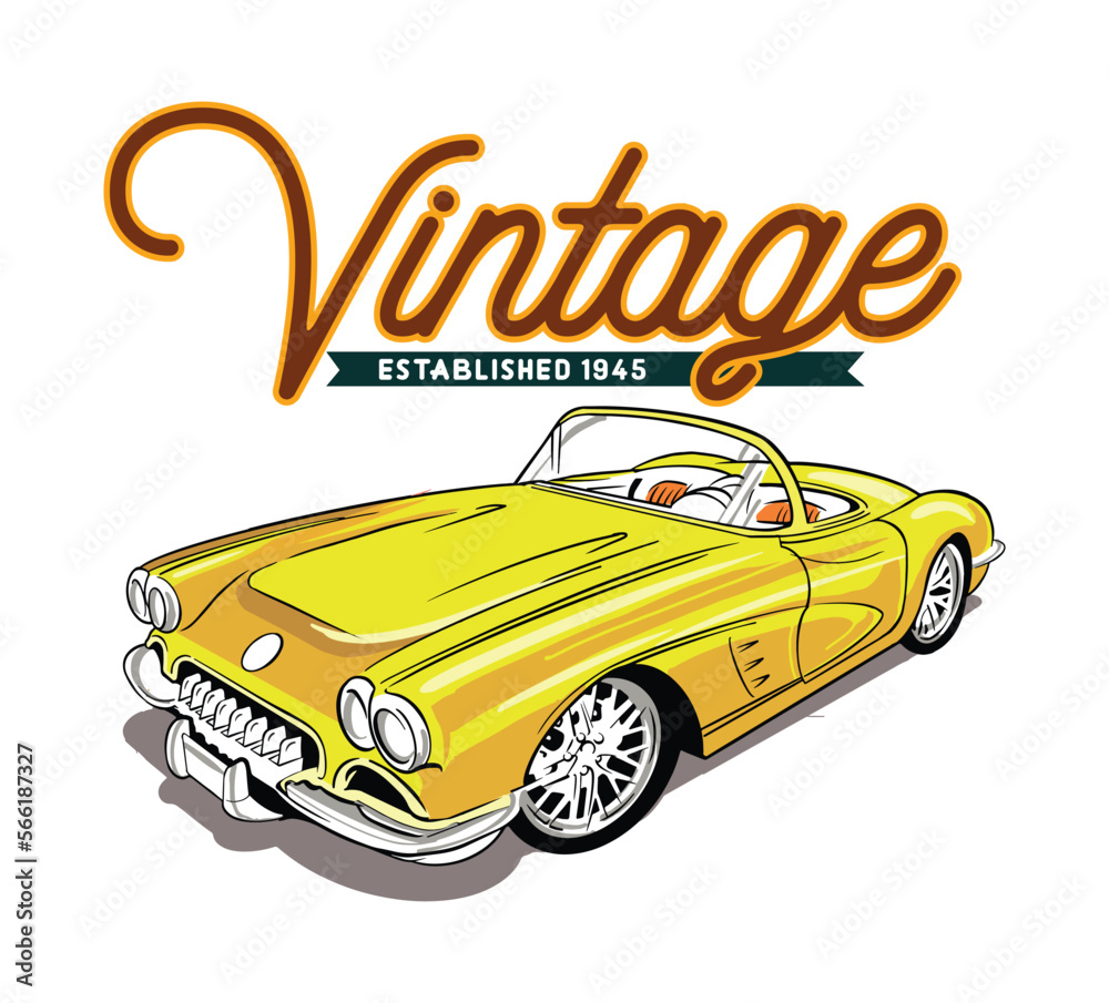 Classic Car Pictures Vector Illustration for your graphic design or your t shirt