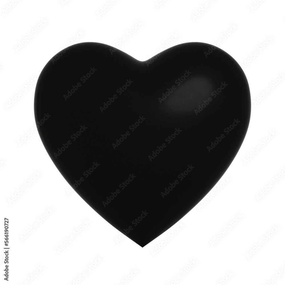 Black heart isolated 3d