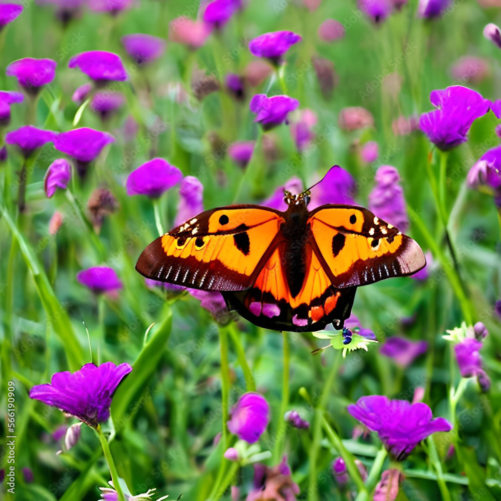 Naklejka premium butterfly on flower