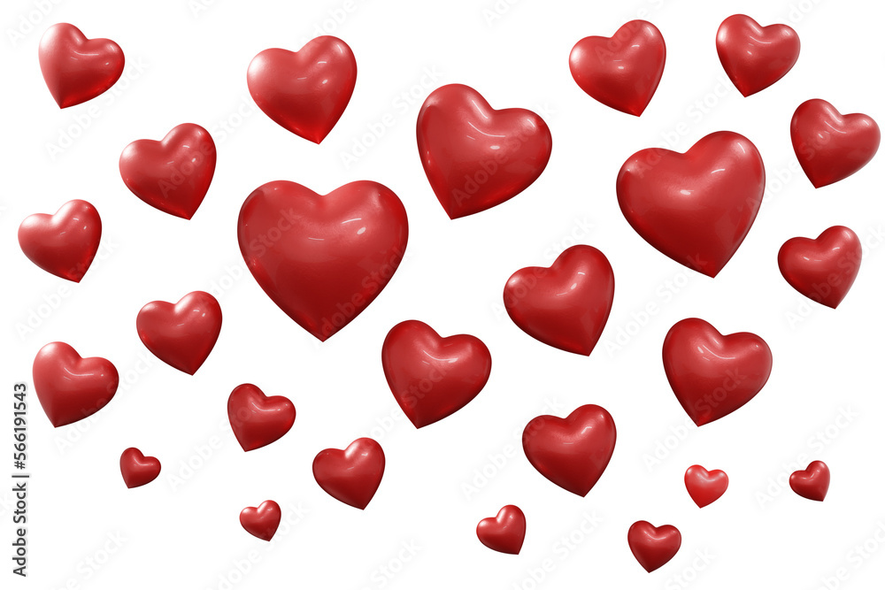 Red hearts 3d style isolated 