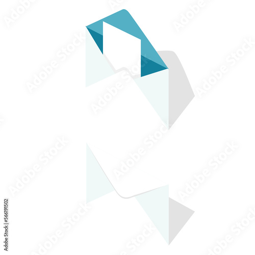 Letter in envelope isometric PNG illustration with transparent background