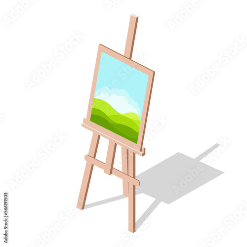 Easel with a picture isometric PNG illustration with transparent background