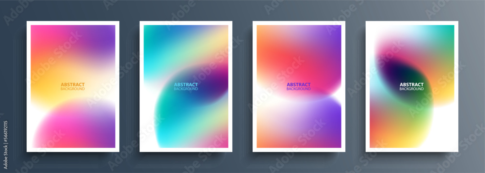 Blurred circles. Set of abstract backgrounds with soft gradient round shapes for your creative graphic design. Vector illustration.	