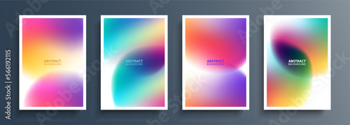 Blurred circles. Set of abstract backgrounds with soft gradient round shapes for your creative graphic design. Vector illustration.  © FineVector