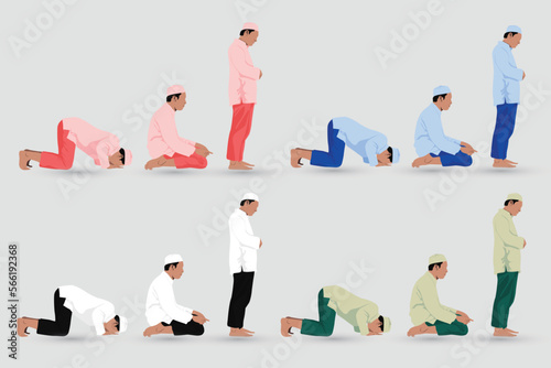 set of moslem people shalat pray, iftar muslim set people pray