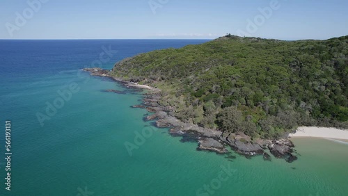 Breathtaking Scenery Of Double Island Point - Stunning Coastal Destination In Cooloola, Queensland. aerial photo