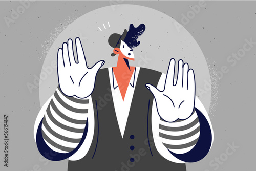 Man in costume act as mime 