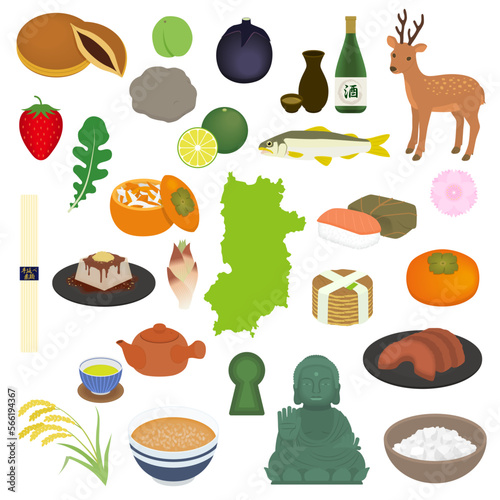奈良県の有名なもののイラストセット