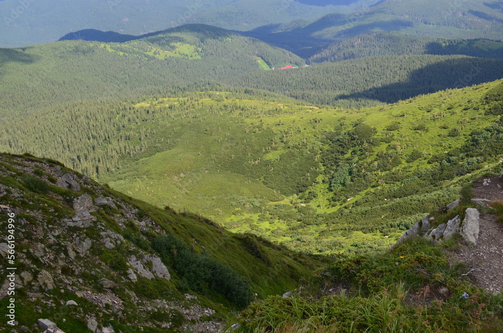 Mountain landscape. Beautiful mountains. Green mountains, blue mountains. Beautiful mountain view. height