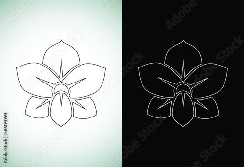 Orchid flower line art style logo design template vector illustration