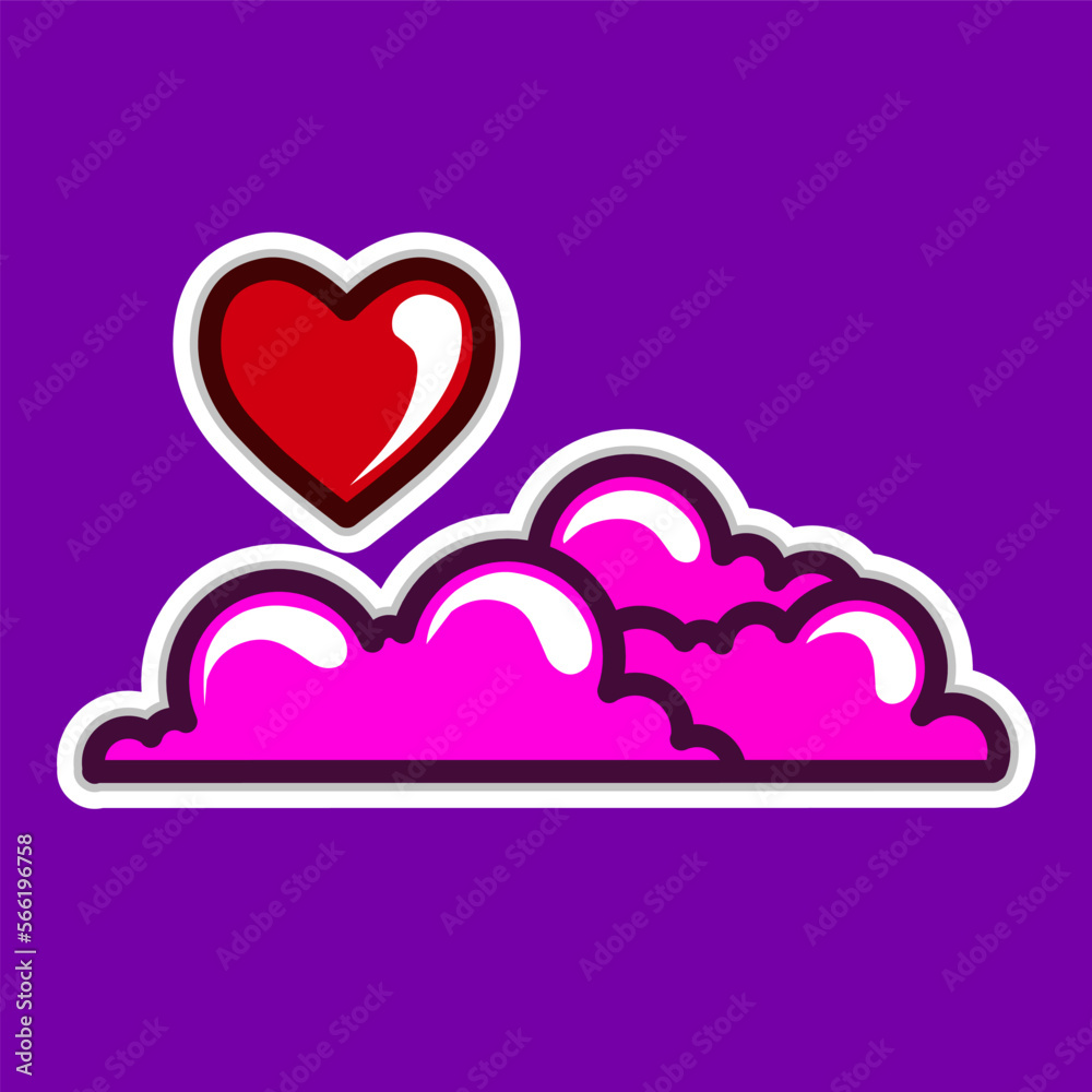 Heart symbol with cloud 