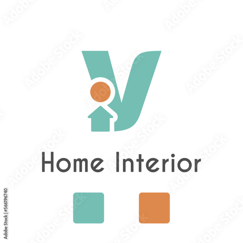 V Letter With Home House Icon for Home Interior, Architecture, Furniture Business Logo Idea Template