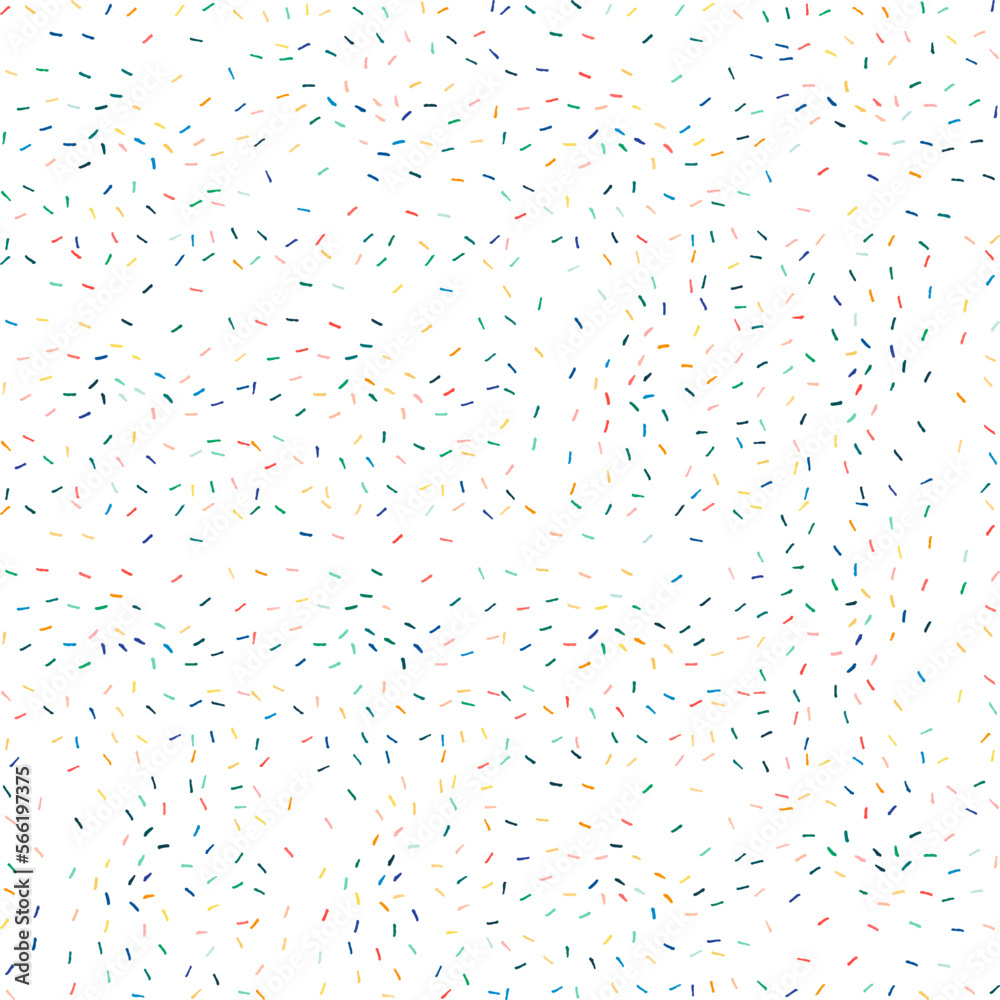 Vector organic seamless abstract background, party confetti pattern. Colorful pastel colored mosaic of simple shapes on white background.