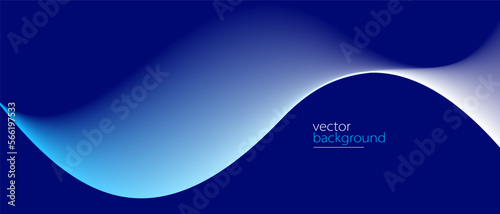 Smooth flow of wavy shape with gradient vector abstract background, dark blue design curve line energy motion, relaxing music sound or technology.