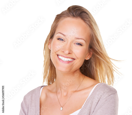 Portrait of a Lovely young woman smiling at the camera isolated on a PNG background.