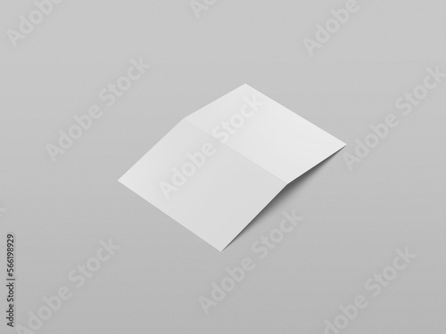 Isometric A4 Bifold Brochure Cover and Back Isolated Mockup