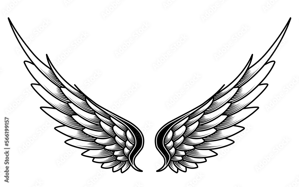 Fototapeta premium vector angel wings tribal tattoo